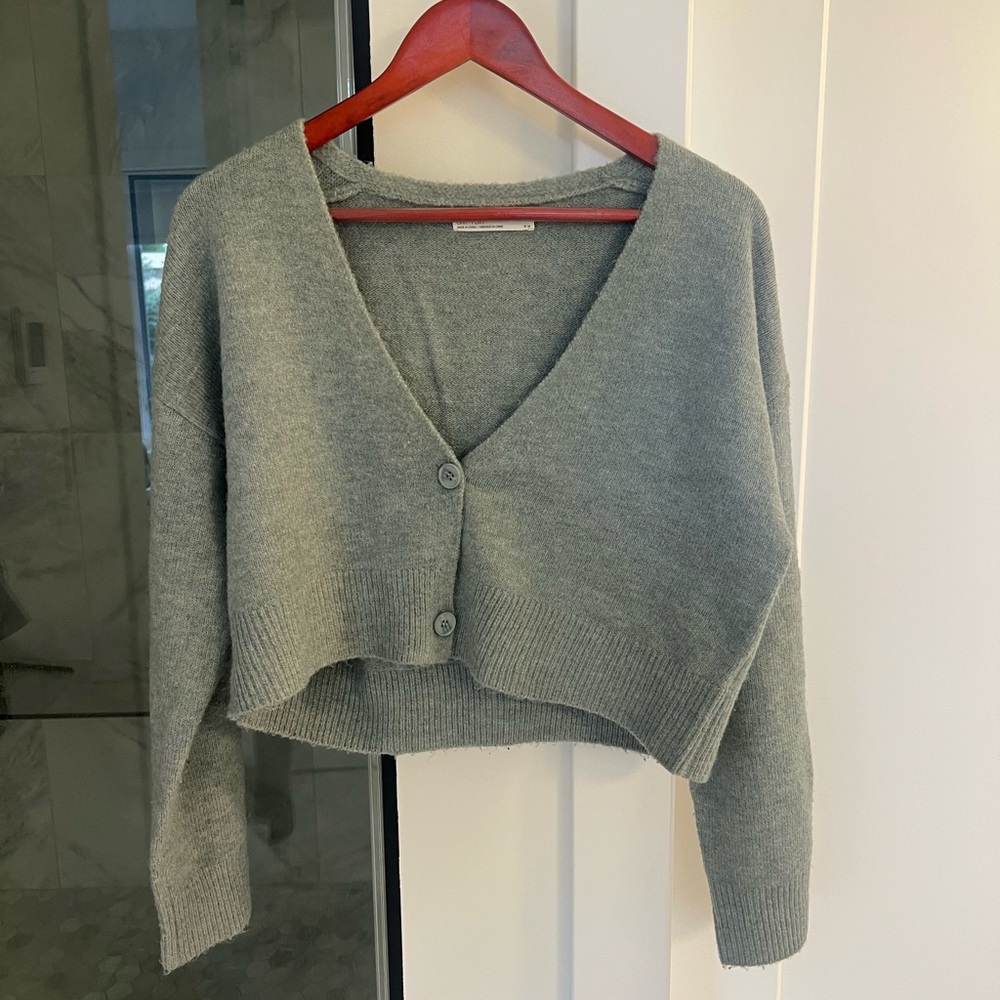 OAK + FORT Gray /blue Knit Cardigan Sweater